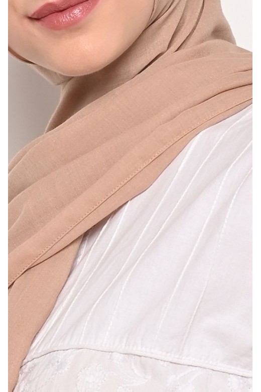 Pasmina Voal Gucci Jahit Tepi Tan